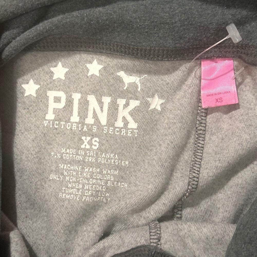 VS Pink Yoga Pants 2005 Velour XS Grey Y2K McBling Flare Foldover Loungewear - Picture 7 of 14